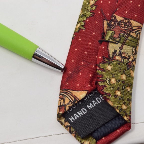 Santas Dream Silk Neck Tie Christmas Tree Gift Holiday Party Career Office Xmas - Picture 9 of 10